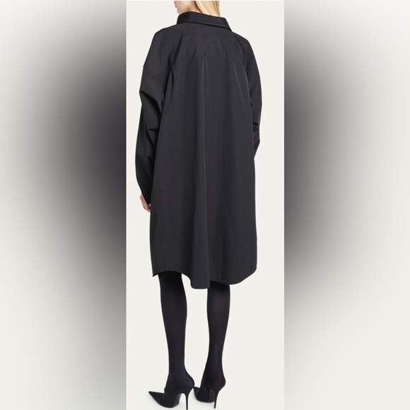 BALENCIAGA Logo-Embroidered Poplin Swing Dress button down$1,790 blk 36FR 4US - Picture 10 of 13